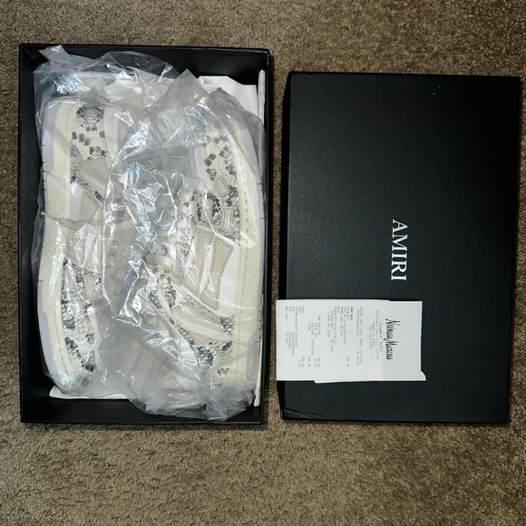 Amiri Mens Skel Snake-Embossed Low Top Sneakers